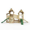 FarmPlay Stable and Mini Loft Climbing Frame with Double Swing, Climbing Wall with Deck, Bridge and Slides