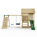 FarmPlay Stable Climbing Frame with Double Swing, Climbing Wall and Slide