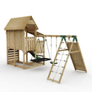 FarmPlay Stable Climbing Frame with Double Swing, Climbing Wall and Slide
