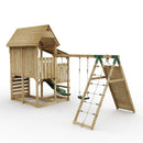 FarmPlay Stable Climbing Frame with Double Swing, Climbing Wall and Slide