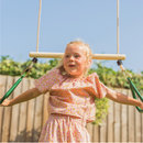 NinjaPlay Climbing Frame Double Swing Set with Climbing Wall and Slide