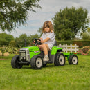OutdoorToys Kids Electric Ride On Tractor with Trailer