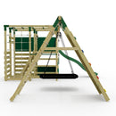 OutdoorToys NinjaPlay Climbing Frame Double Swing Set with Climbing Wall and Slide