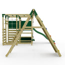 OutdoorToys NinjaPlay Climbing Frame Double Swing Set with Climbing Wall and Slide