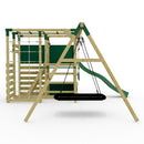 OutdoorToys NinjaPlay Climbing Frame Double Swing Set with Slide