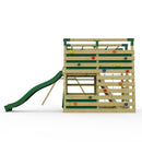 OutdoorToys NinjaPlay Climbing Frame Double Swing Set with Slide