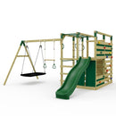 OutdoorToys NinjaPlay Climbing Frame Double Swing Set with Slide