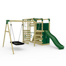 OutdoorToys NinjaPlay Climbing Frame Double Swing Set with Slide