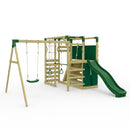 OutdoorToys NinjaPlay Climbing Frame Double Swing Set with Slide