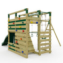 OutdoorToys NinjaPlay Climbing Frame Double Swing Set with Slide