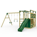 OutdoorToys NinjaPlay Climbing Frame Double Swing Set with Slide