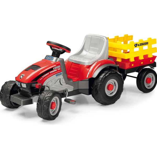 peg perego tractor and trailer Peg Perego Mini Tony Tiger Pedal Ride On Tractor with Trailer