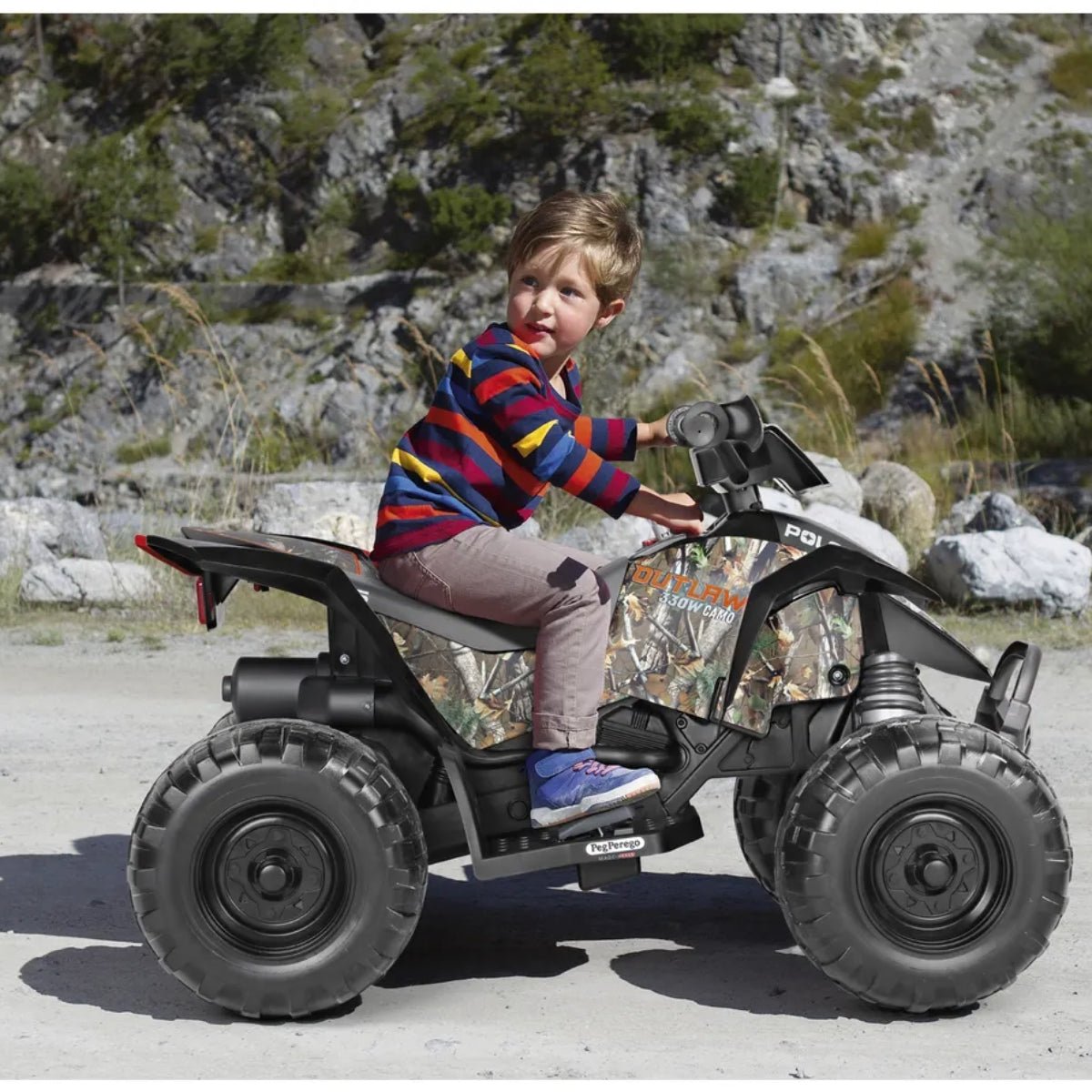Peg Perego Polaris Outlaw 330W Camo Electric Ride On Quad Bike
