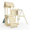 PolarPlay Balcony Tower Kids Wooden Climbing Frame - Swing Bjorn Mist