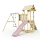 PolarPlay Balcony Tower Kids Wooden Climbing Frame - Swing Bjorn Rose