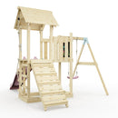 PolarPlay Balcony Tower Kids Wooden Climbing Frame - Swing Bjorn Rose