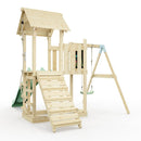 PolarPlay Balcony Tower Kids Wooden Climbing Frame - Swing Bjorn Sage