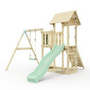 PolarPlay Balcony Tower Kids Wooden Climbing Frame - Swing Bjorn Sage