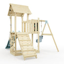 PolarPlay Balcony Tower Kids Wooden Climbing Frame - Swing Calder Mist