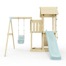 PolarPlay Balcony Tower Kids Wooden Climbing Frame - Swing Calder Mist