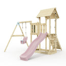 PolarPlay Balcony Tower Kids Wooden Climbing Frame - Swing Calder Rose