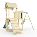 PolarPlay Balcony Tower Kids Wooden Climbing Frame - Swing Calder Sage