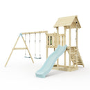 PolarPlay Balcony Tower Kids Wooden Climbing Frame - Swing Elof Mist