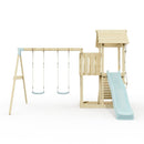 PolarPlay Balcony Tower Kids Wooden Climbing Frame - Swing Elof Mist