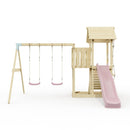 PolarPlay Balcony Tower Kids Wooden Climbing Frame - Swing Elof Rose