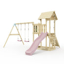 PolarPlay Balcony Tower Kids Wooden Climbing Frame - Swing Elof Rose