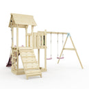 PolarPlay Balcony Tower Kids Wooden Climbing Frame - Swing Elof Rose