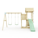 PolarPlay Balcony Tower Kids Wooden Climbing Frame - Swing Elof Sage