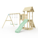 PolarPlay Balcony Tower Kids Wooden Climbing Frame - Swing Elof Sage