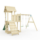 PolarPlay Balcony Tower Kids Wooden Climbing Frame - Swing Elof Sage