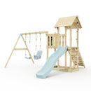 PolarPlay Balcony Tower Kids Wooden Climbing Frame - Swing Hagen Mist