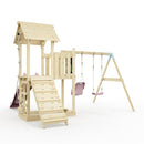 PolarPlay Balcony Tower Kids Wooden Climbing Frame - Swing Hagen Rose