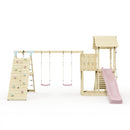 Polarplay Climbing Frame with Extended Tower, Double Swing, Climbing Wall and Slide - Roskilde