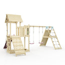 Polarplay Climbing Frame with Extended Tower, Double Swing, Climbing Wall and Slide - Roskilde