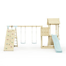 Polarplay Climbing Frame with Extended Tower, Double Swing, Climbing Wall and Slide - Roskilde