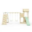 Polarplay Climbing Frame with Extended Tower, Double Swing, Climbing Wall and Slide - Roskilde