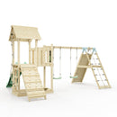 Polarplay Climbing Frame with Extended Tower, Double Swing, Climbing Wall and Slide - Roskilde