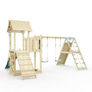 Polarplay Climbing Frame with Extended Tower, Double Swing, Climbing Wall and Slide - Roskilde