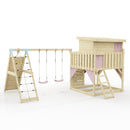 PolarPlay Climbing Platform and Playhouse with Double Swing, Climbing Wall and Slide - Aksel