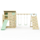 PolarPlay Climbing Platform and Playhouse with Double Swing, Climbing Wall and Slide - Aksel
