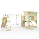 PolarPlay Climbing Platform and Playhouse with Double Swing, Climbing Wall and Slide - Aksel