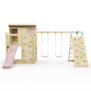PolarPlay Climbing Platform and Playhouse with Double Swing, Climbing Wall and Slide - Aksel
