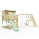 PolarPlay Climbing Platform and Playhouse with Double Swing, Climbing Wall and Slide - Aksel