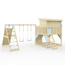 PolarPlay Climbing Platform and Playhouse with Double Swing, Climbing Wall and Slide - Aksel