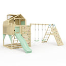 PolarPlay Climbing Platform and Playhouse with Double Swing, Climbing Wall and Slide - Oscar