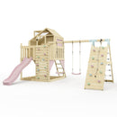PolarPlay Climbing Platform and Playhouse with Double Swing, Climbing Wall and Slide - Oscar